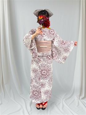C381_JS-4  花火 赤茶【二部式浴衣単品】