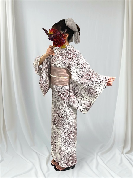 C381_JS-4  花火 赤茶【二部式浴衣単品】(C381_JS-4 赤茶)