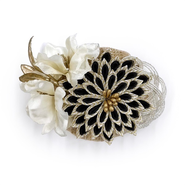 帯留め 菊つまみ(ホワイト F340-A01)