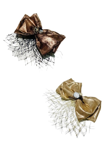 髪飾り　エコレザーメタリックリボン