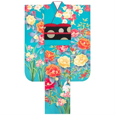 【Web限定】振袖レンタルセット かくれんぼ兎(ターコイズ)