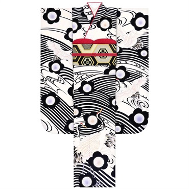 振袖レンタルセット 吉祥梅鶴(黒)