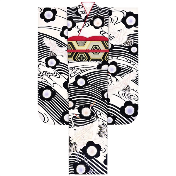 振袖レンタルセット 吉祥梅鶴(黒)