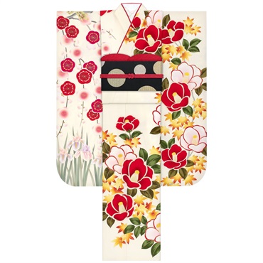 【Web限定】振袖レンタルセット 梅と椿と楓(オフ)