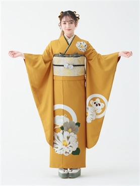 振袖レンタルセット つばき家紋(カラシ)