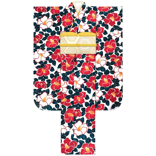 【Web限定】振袖レンタルセット レトロ椿(アイボリー)