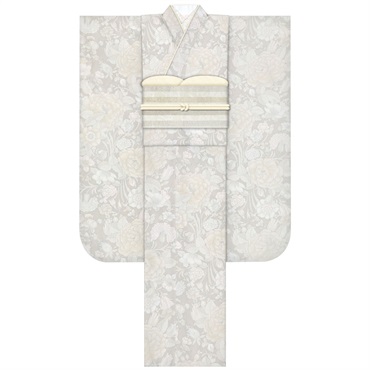 F2715 牡丹と鉄線 アイボリー