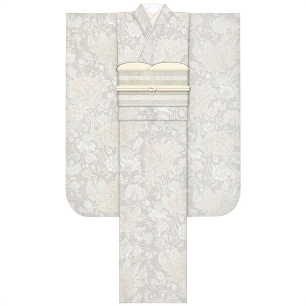 F2715 牡丹と鉄線 アイボリー