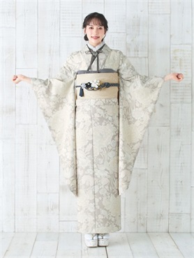 振袖レンタルセット 牡丹と鉄線(アイボリー)