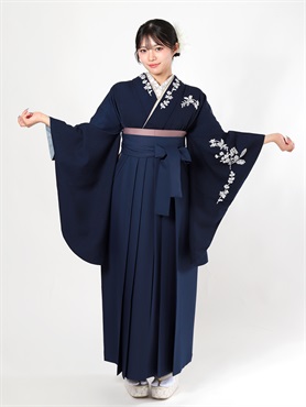 袴 レンタル 卒業式 大学生 レース刺繍 紺